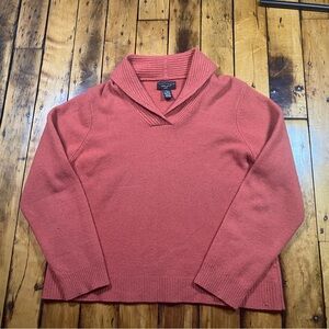 SKYR Womens Large Petite Shawl Neck Pullover Sweater Lambswool Angora Orange